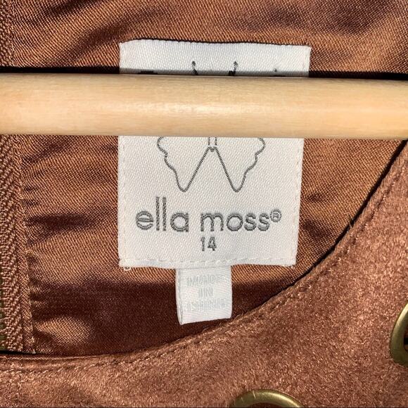 Ella Moss brown faux suede sleeveless 70s style shift dress juniors size 14 B96 - Picture 3 of 5
